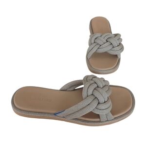 ROTHYS The Summer Sandal Women's 9 Beige Metallic Knit Knots Square Toe Luxury